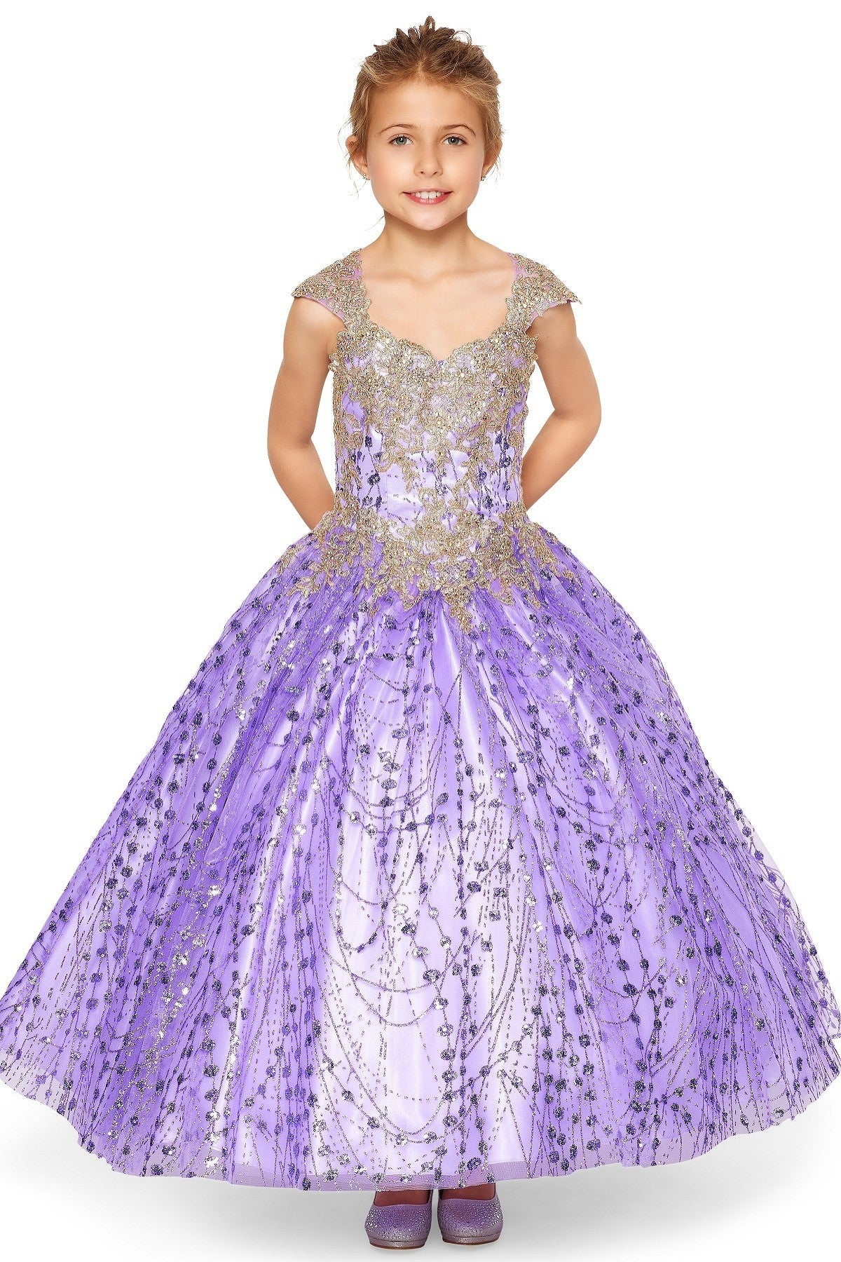 Ball Gown Dress (8024)-Girls-Lilac-2-Chacho's Kids