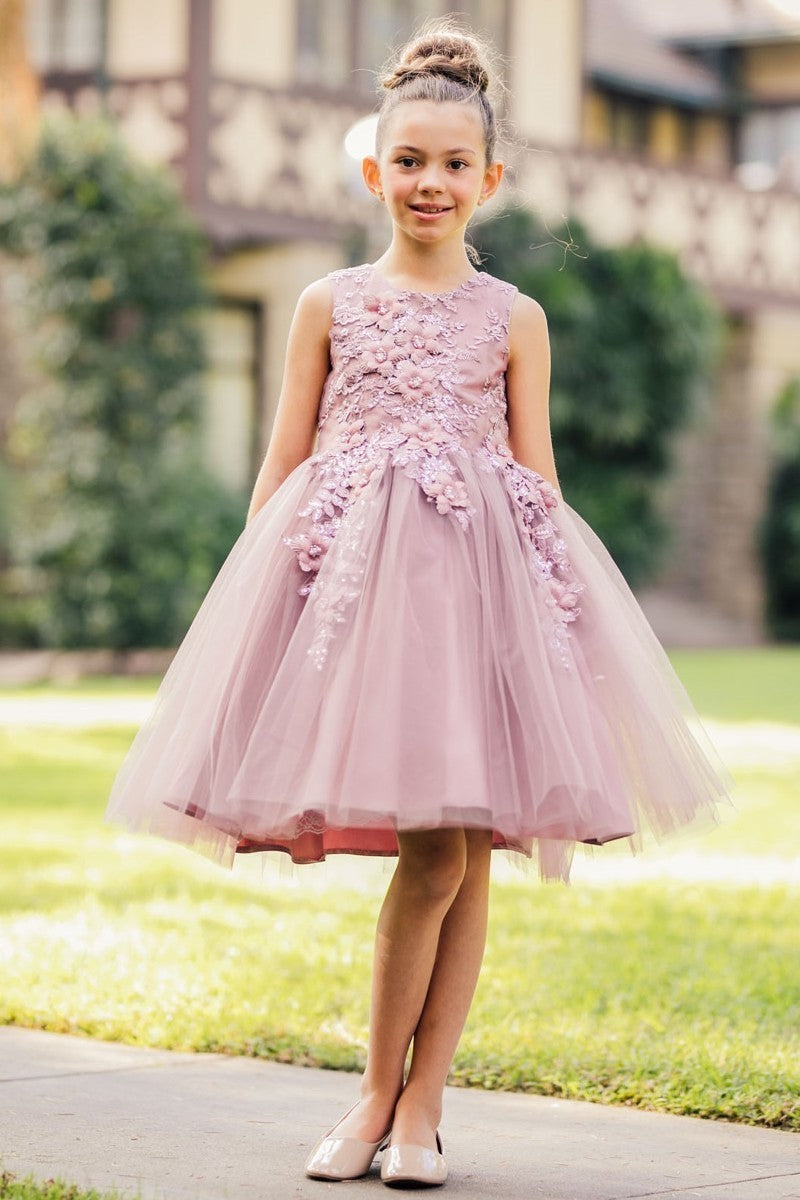 Party / Flower Girl Dress (9040)-Girls-Mauve-4-Chacho's Kids