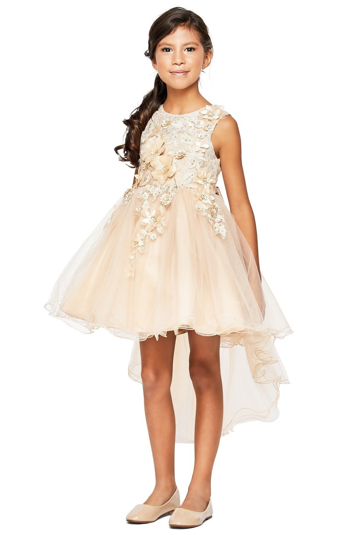 Party / Flower Girl Dress (9038)-Girls-Taupe-4-Chacho's Kids