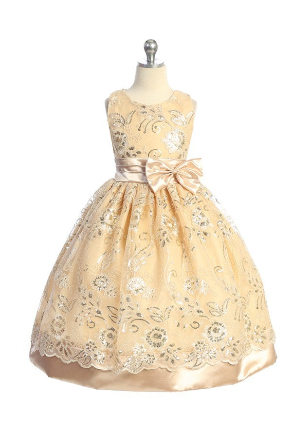 Party / Flower Girl Dress (SS1046)-Girls-Champagne-2-Chacho's Kids