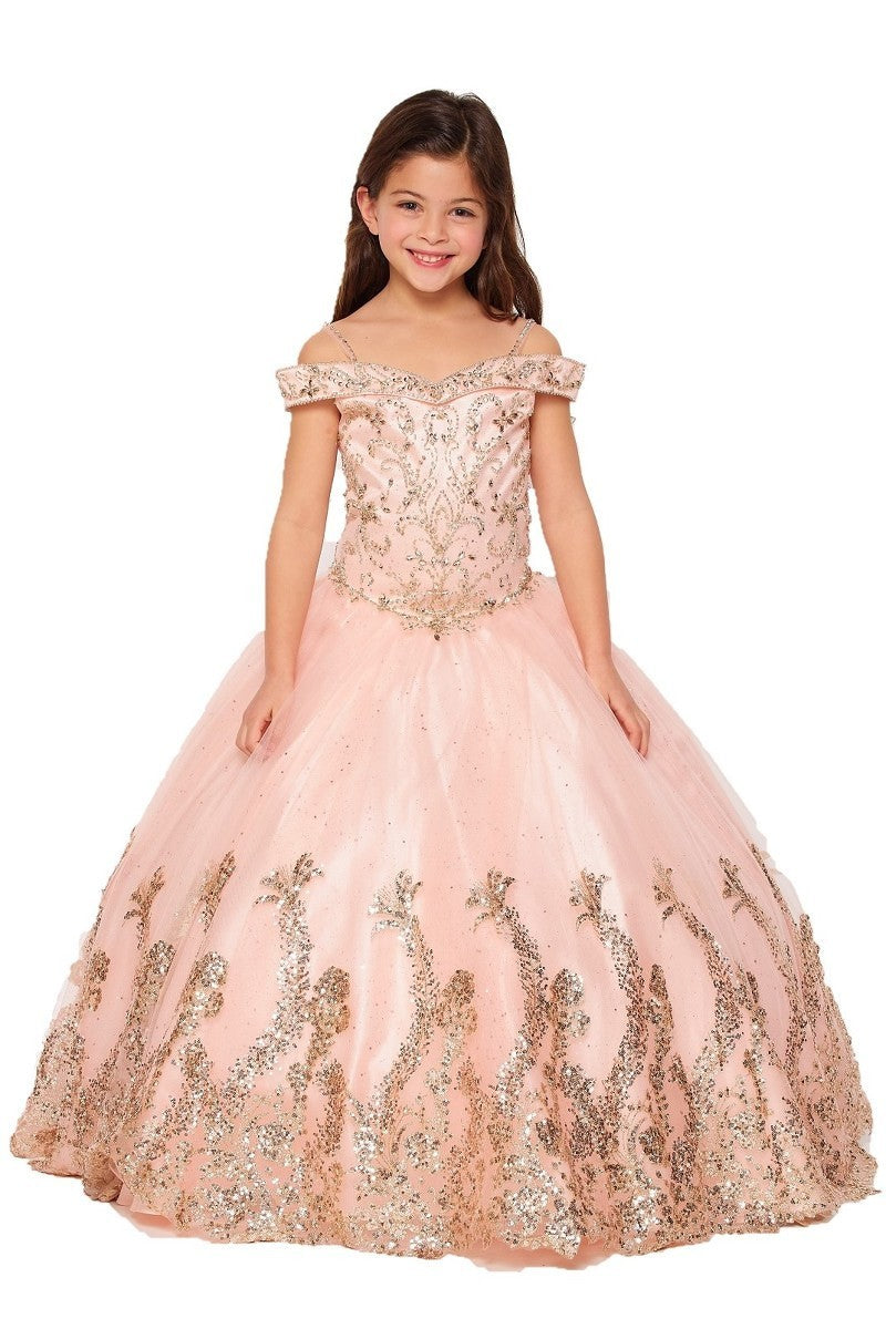 Ball Gown Dress (8017)-Girls-Blush-2-Chacho's Kids