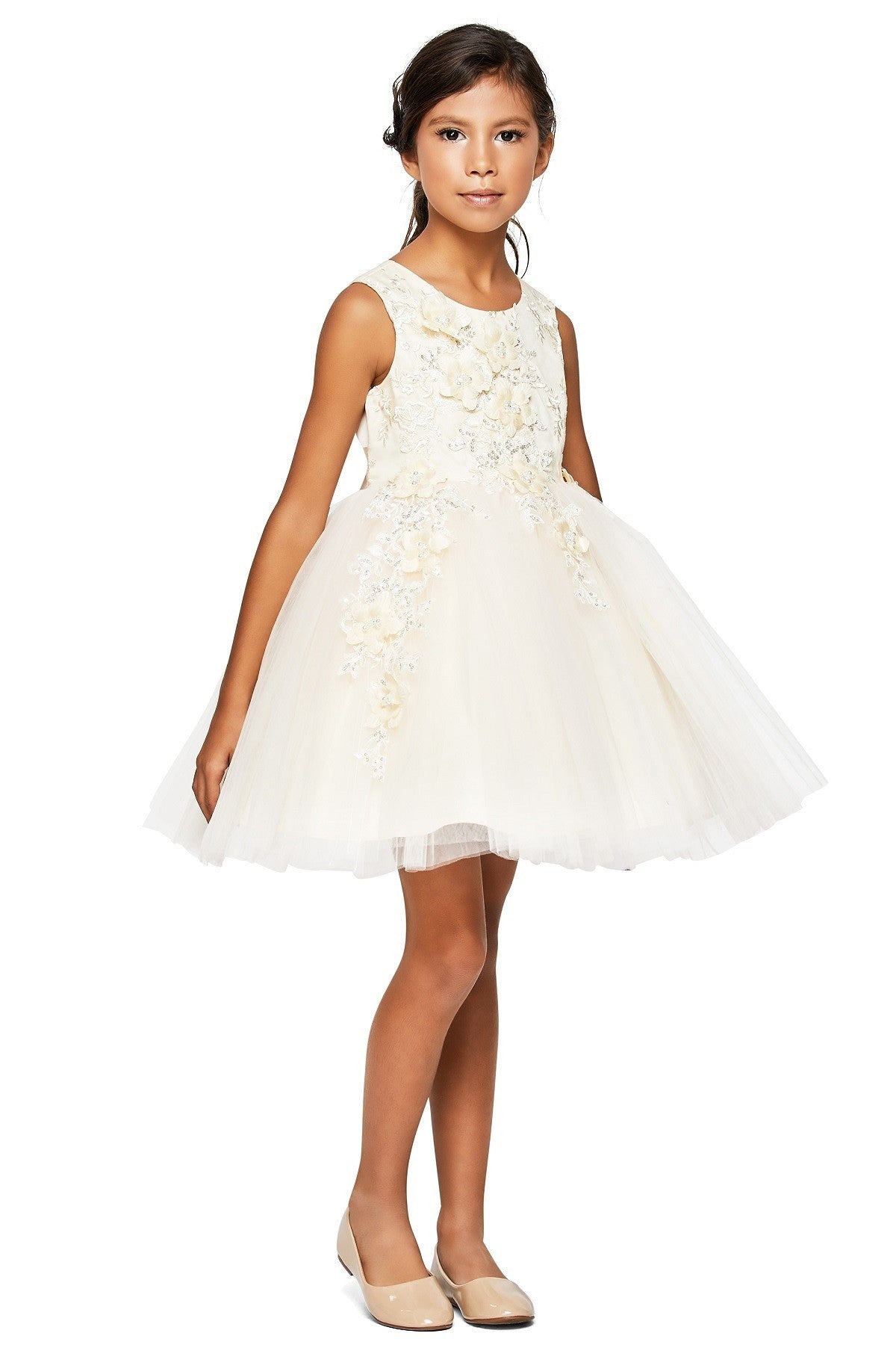 Party / Flower Girl Dress (9040)-Girls-Champagne-4-Chacho's Kids