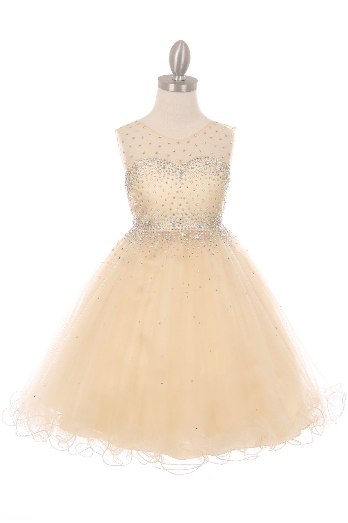 Party / Flower Girl Dress (5029)-Girls-Champagne-4-Chacho's Kids