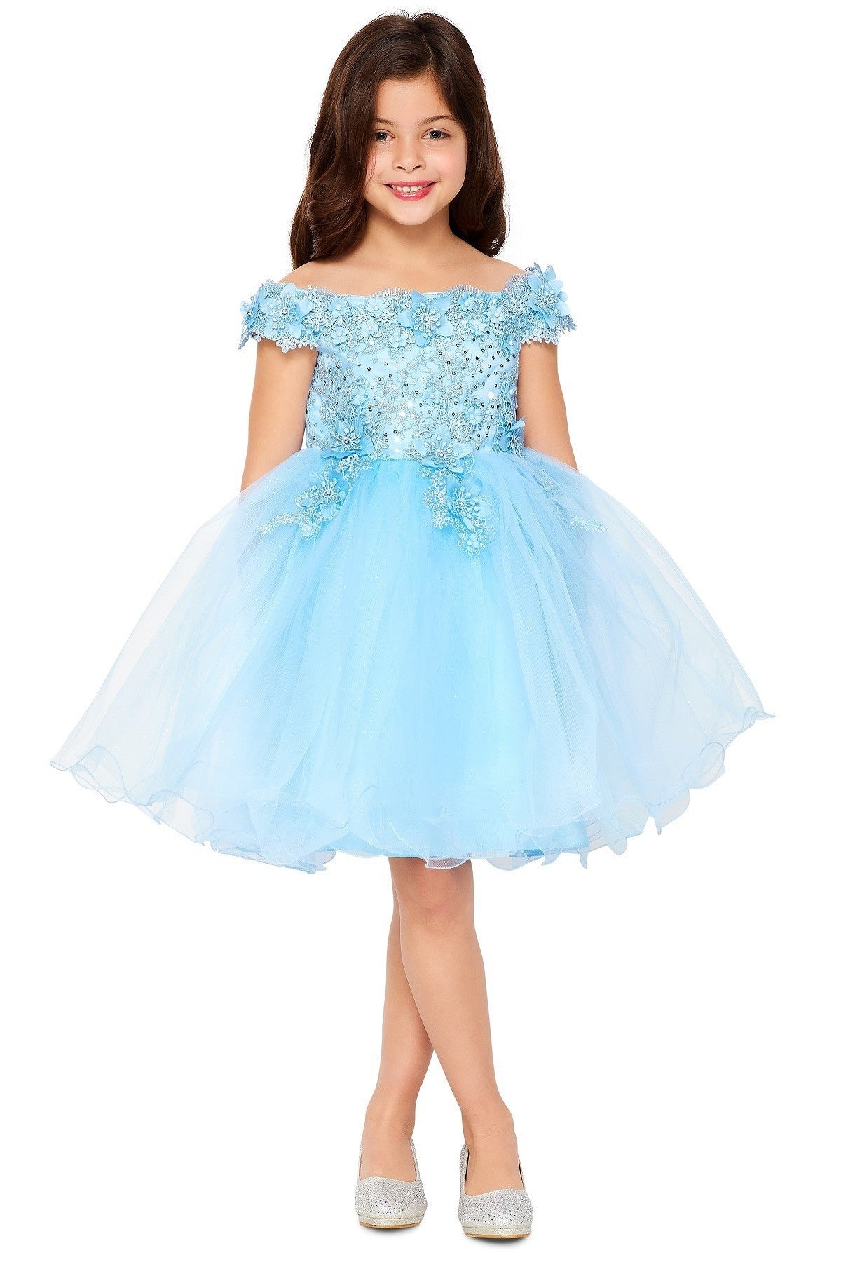Party / Flower Girl Dress (9085)-Girls-Blue-2-Chacho's Kids