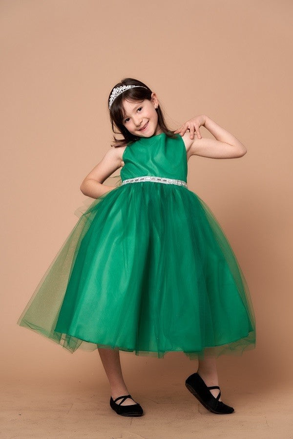 Party / Flower Girl Dress (D-754)-Girls-Emerald Green-2-Chacho's Kids