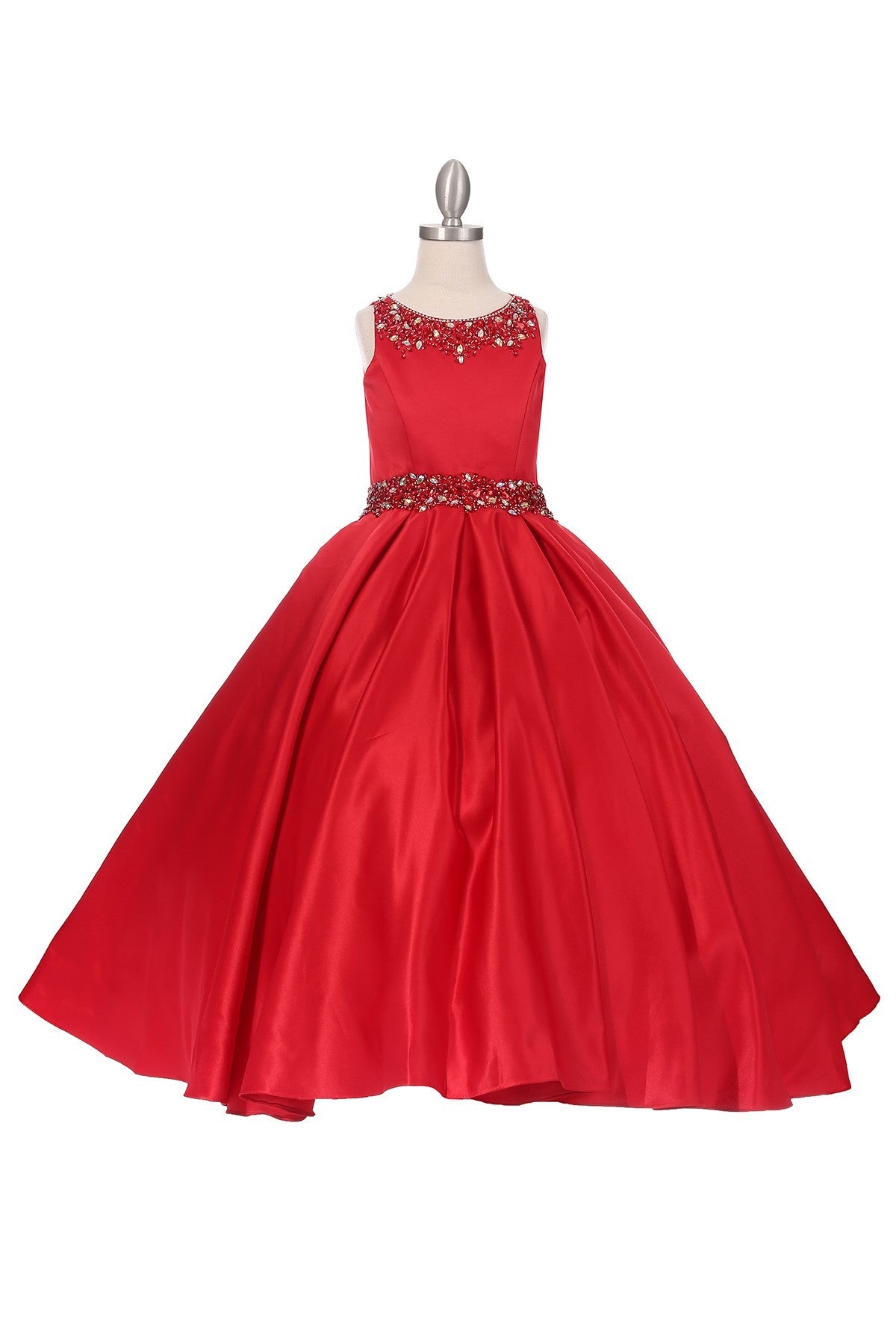 Ball Gown Dress (5047)-Girls-Red-2-Chacho's Kids