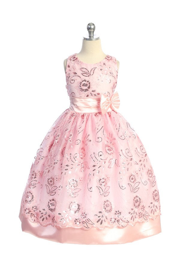 Party / Flower Girl Dress (SS1046)-Girls-Pink-2-Chacho's Kids