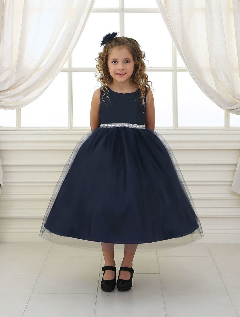 Party / Flower Girl Dress (D-754)-Girls-Navy-2-Chacho's Kids