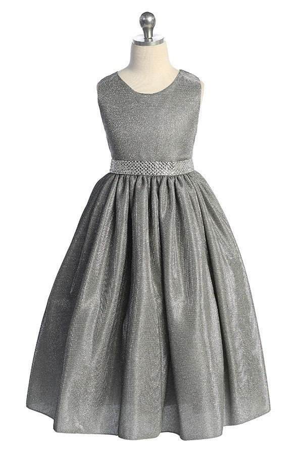 Party / Flower Girl Dress (SS1050)-Girls-Silver-2-Chacho's Kids
