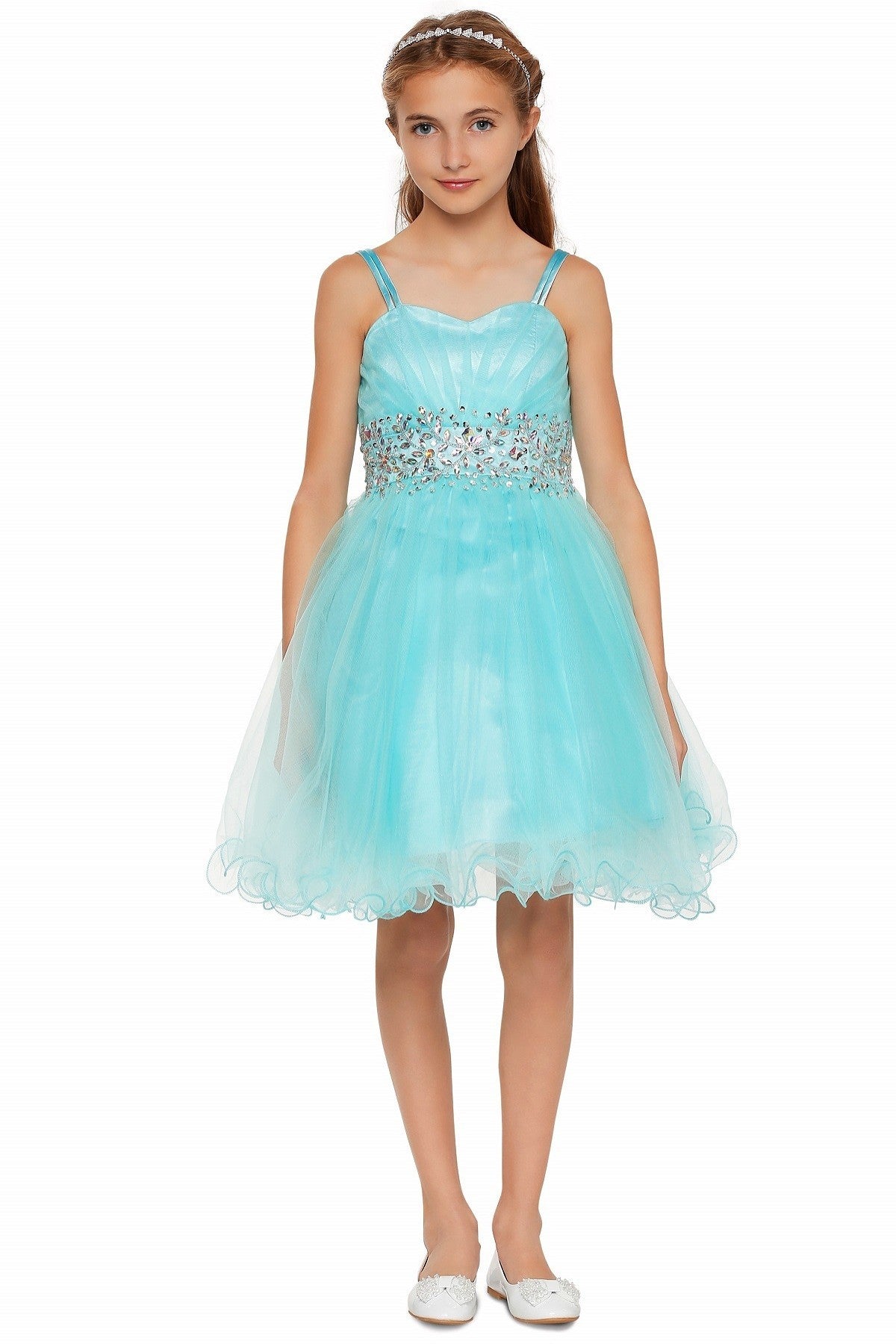 Party / Flower Girl Dress (65008)-Girls-Aqua-4-Chacho's Kids