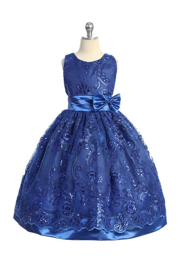 Party / Flower Girl Dress (SS1046)-Girls-Royal Blue-2-Chacho's Kids