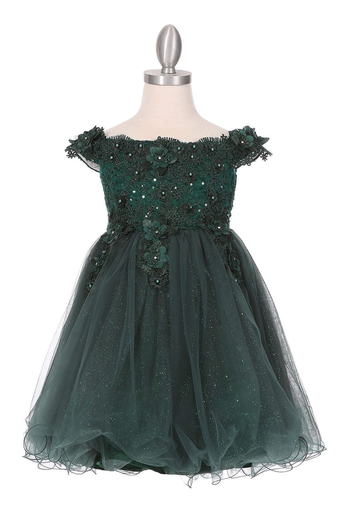 Party / Flower Girl Dress (9085)-Girls-Hunter Green-2-Chacho's Kids