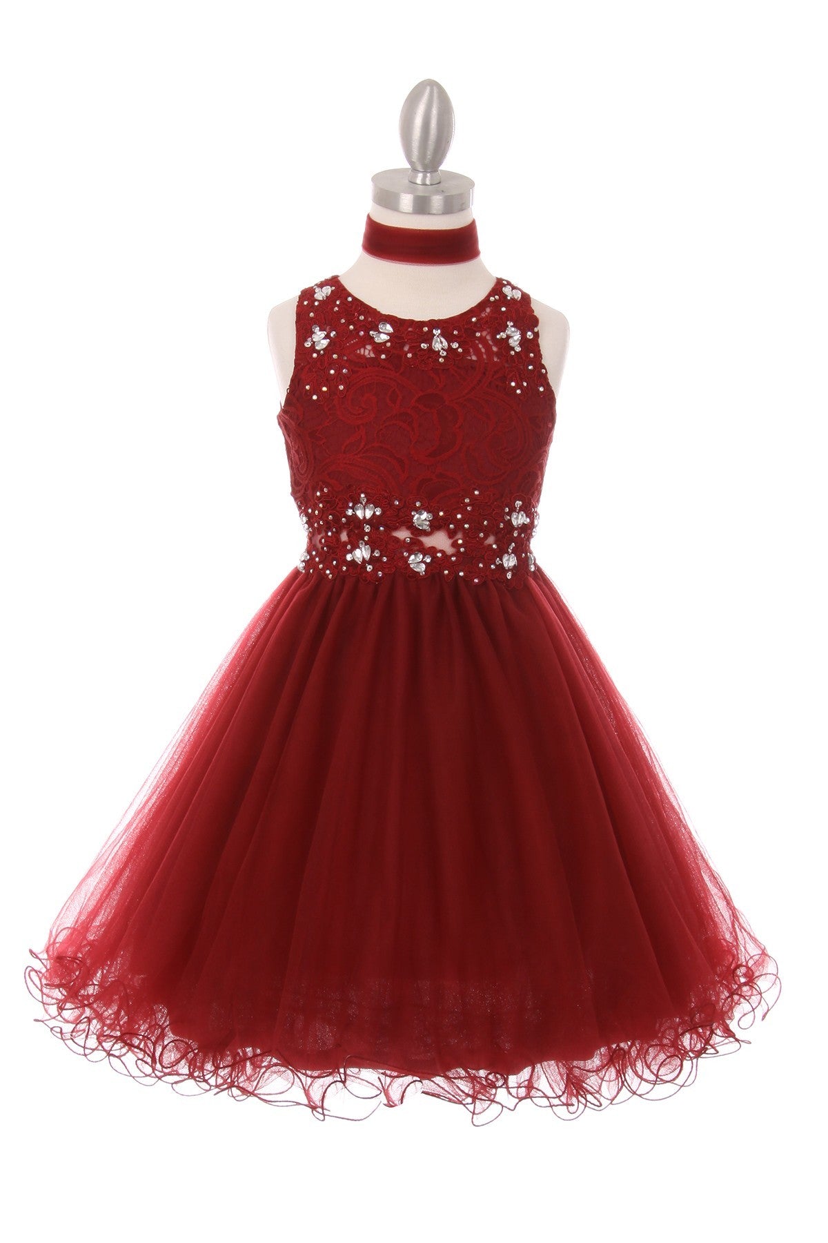 Party / Flower Girl Dress (5010)-Girls-Burgundy-4-Chacho's Kids
