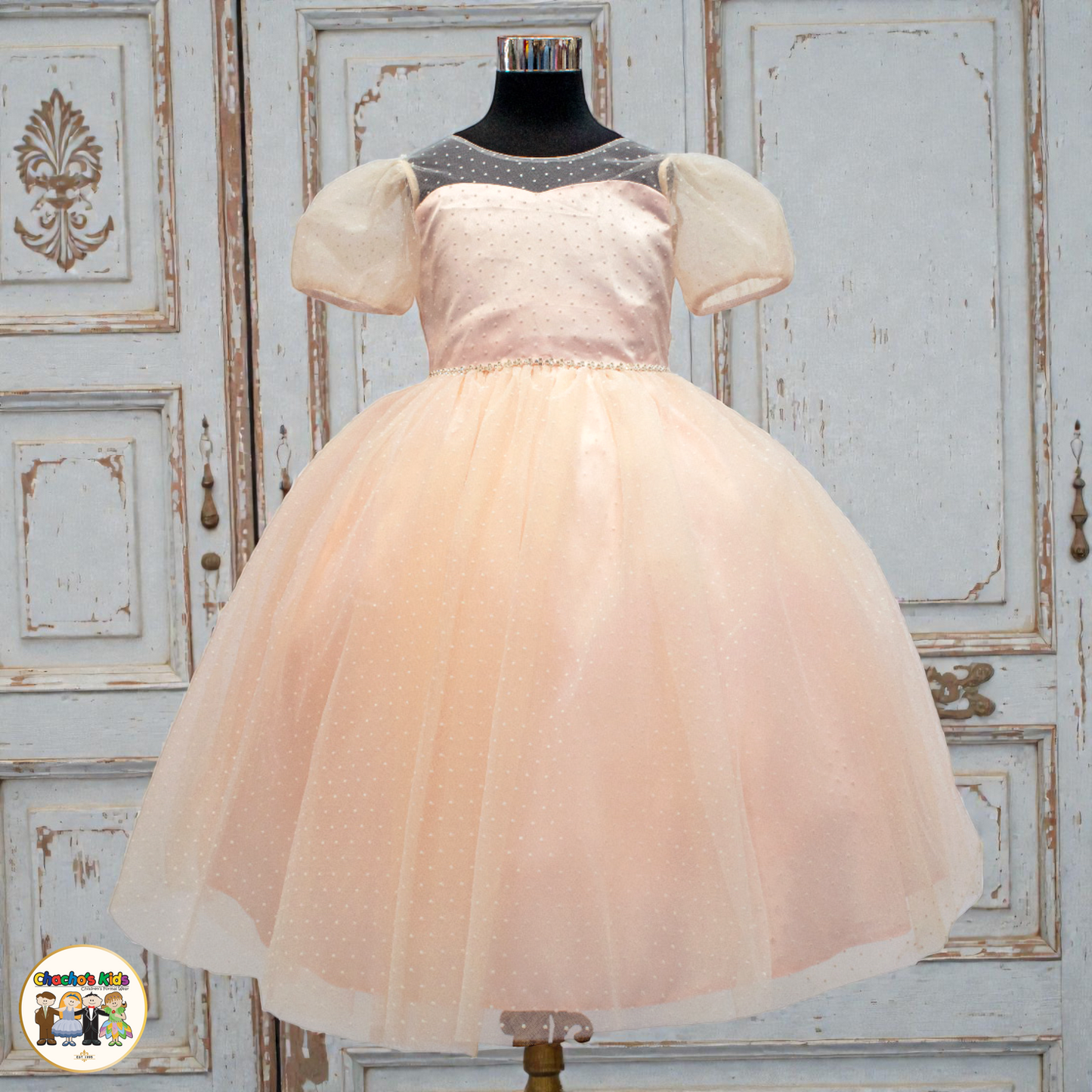 Girls Princess Puff-Sleeve Party / Flower Girl Dress (1091)