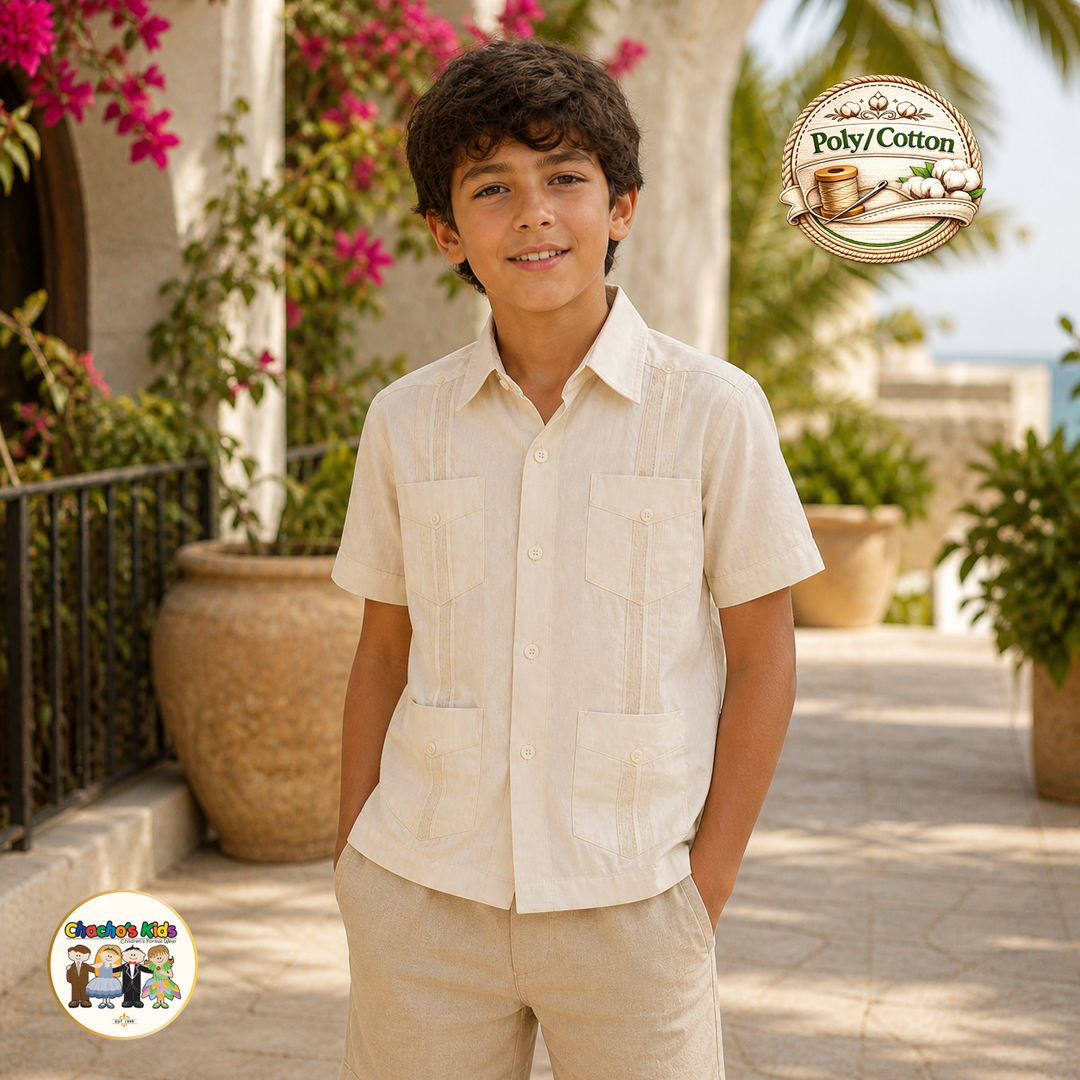 Boys Guayabera Poly/Cotton (6535)