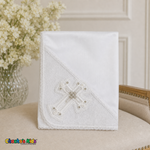 White jeweled cross baptismal cloth for boys outfit style 0355 - Chacho's Kids