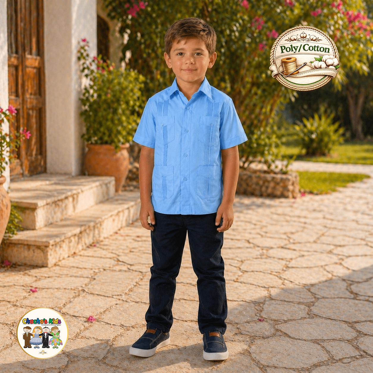 Boys Guayabera Poly/Cotton (6535)