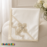 Ivory matching baptismal blanket for Spanish jeweled baptism set 0420