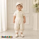 Ivory Spanish boys baptism outfit 0420 without stole, front view