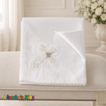 White matching baptismal blanket for Spanish jeweled baptism set 0420