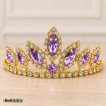 Girls Princess Tiara (0564) in Lilac/Gold, full close-up with faceted stones, clear rhinestones and a gold-tone setting.