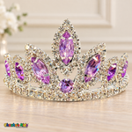 Girls Princess Tiara (0564) in Lilac/Silver, full close-up with faceted stones, clear rhinestones and a silver-tone setting.