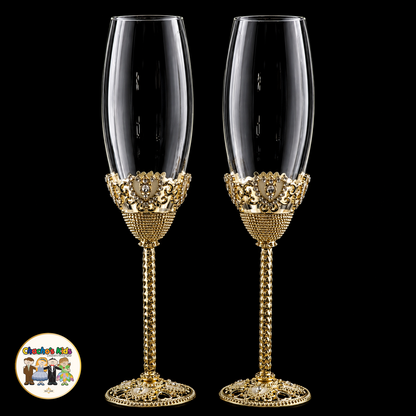 Royal Heart Wedding Flutes (Gold)-807