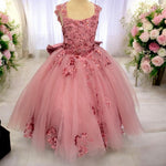 Ball Gown Dress (02631)-Girls-Dusty Rose-2-Chacho's Kids