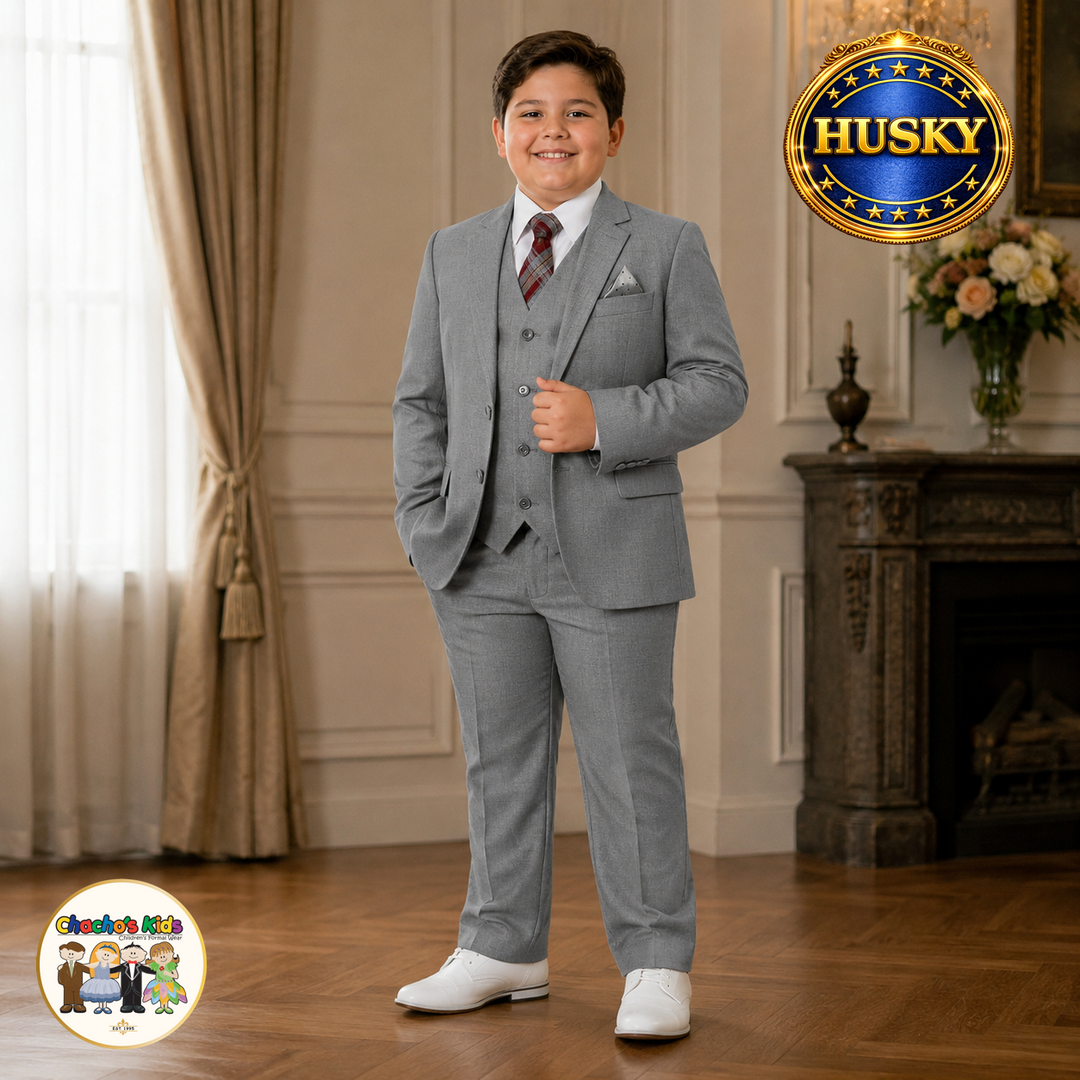 Executive Italian-Cut Boys Husky Suit-Premium (Gray)