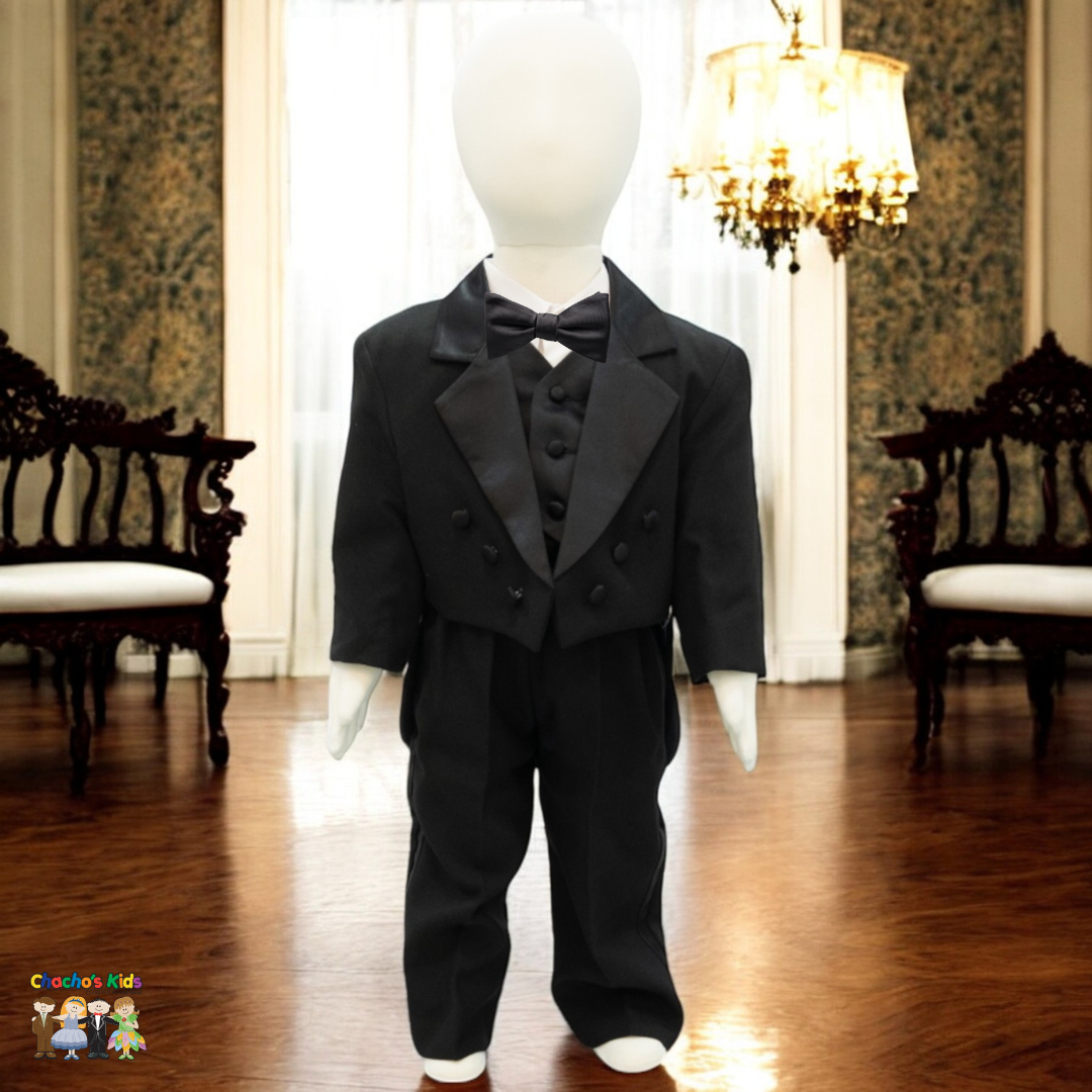 Boy's Penguin Tuxedo-Black (5200)-Boys-Black-3M-Chacho's Kids