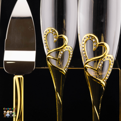 Wedding Flutes & Serving Set- Gold-407