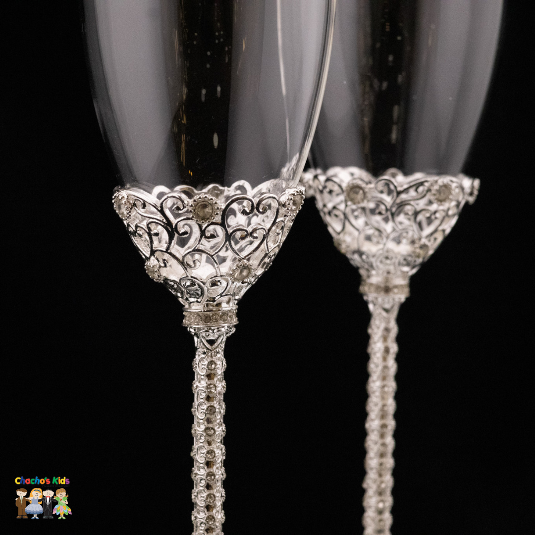 Wedding Flutes Set-Silver-082--Chacho's Kids