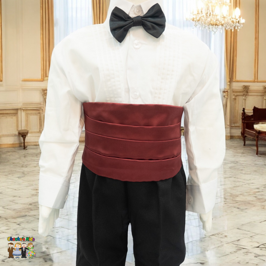 Satin Cummerbund (Burgundy)-Boys-Burgundy-S-Chacho’s Kids