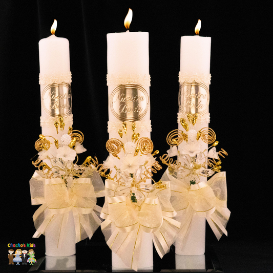 Wedding Candle Sets-Nuestra Boda (Gold) (3-Piece)--Chacho's Kids