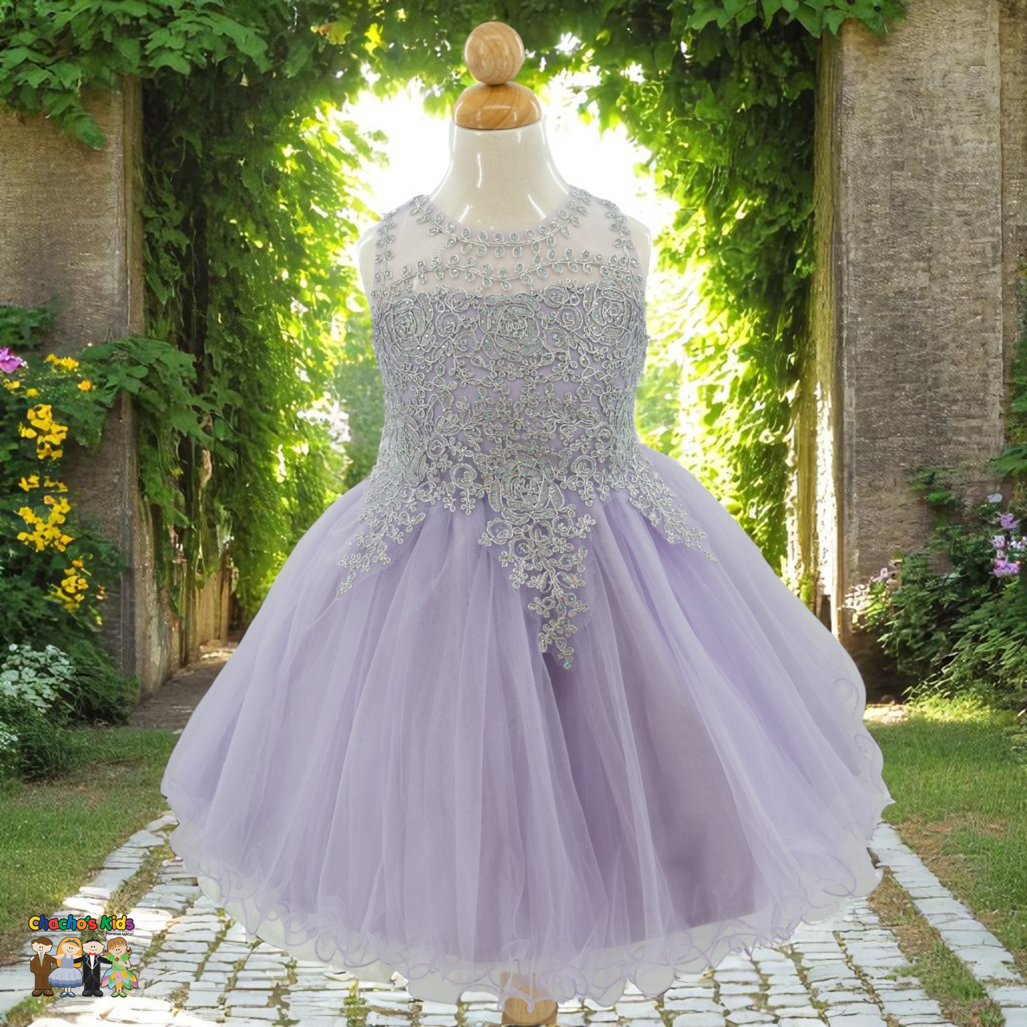 Embroidered Tulle Party Dress (9004)
