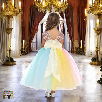 Gala Rainbow Unicorn Princess Dress (034)-Girls-Chacho's Kids