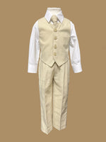 Boys Linen Vest Set (116)-Boys-Khaki-6M-Chacho’s Kids