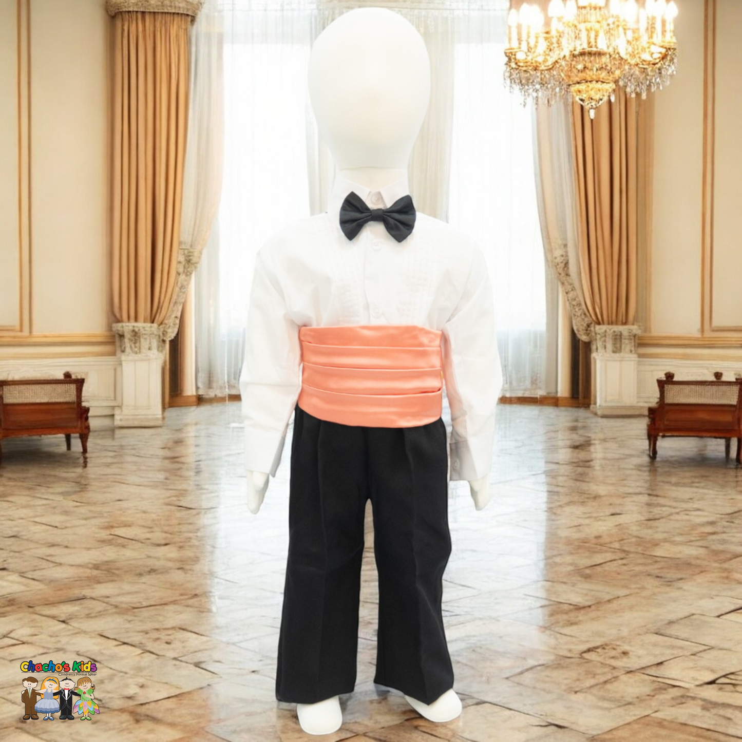 Satin Cummerbund (Coral)-Boys-Chacho’s Kids