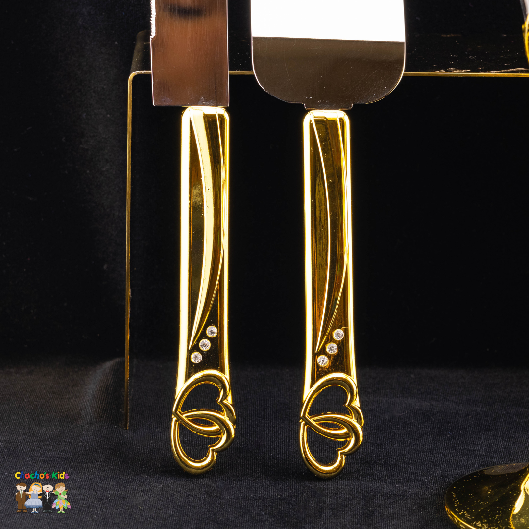 Super Elegant Wedding Wine Cups/ Wedding Flutes & Serving Set- Gold-407-Wedding Accessories-Chacho's Kids