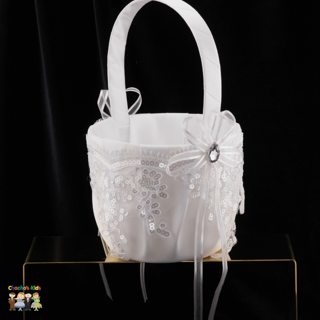 Wedding-White Flower Girl Basket-506-Girls-Chacho's Kids