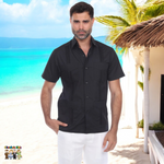 Men's Guayabera (1673)-Boys-Black-S-Chacho’s Kids