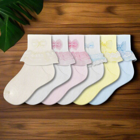 Girl's Lace Trim Anklet Socks (9039)-Girls-Chacho's Kids