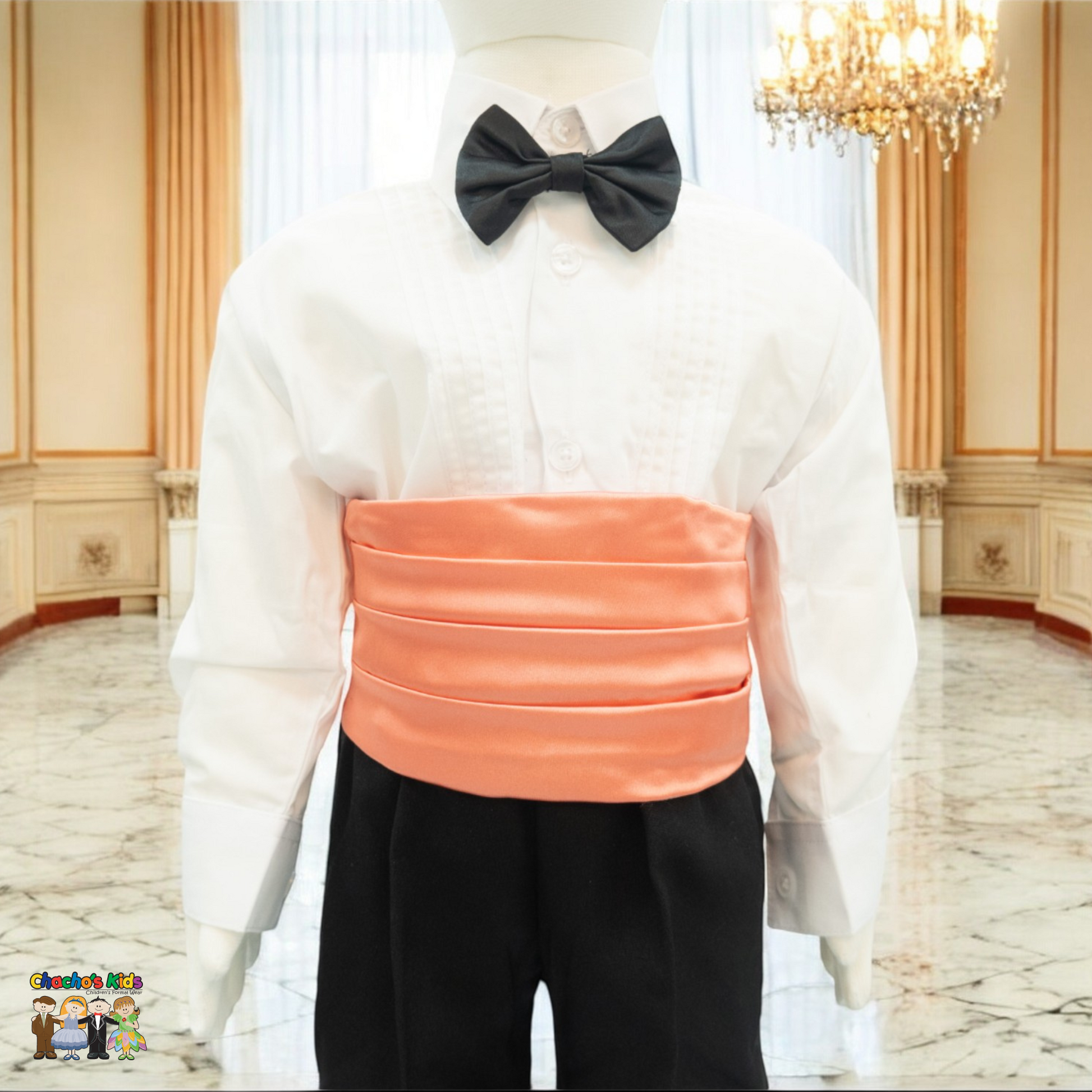 Satin Cummerbund (Coral)-Boys-Coral-S-Chacho’s Kids