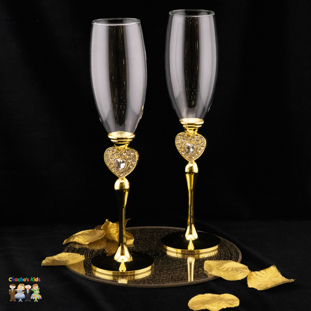Super Elegant Wedding Wine Cups/ Wedding Flutes Set-Gold-061-Wedding Accessories-Chacho's Kids