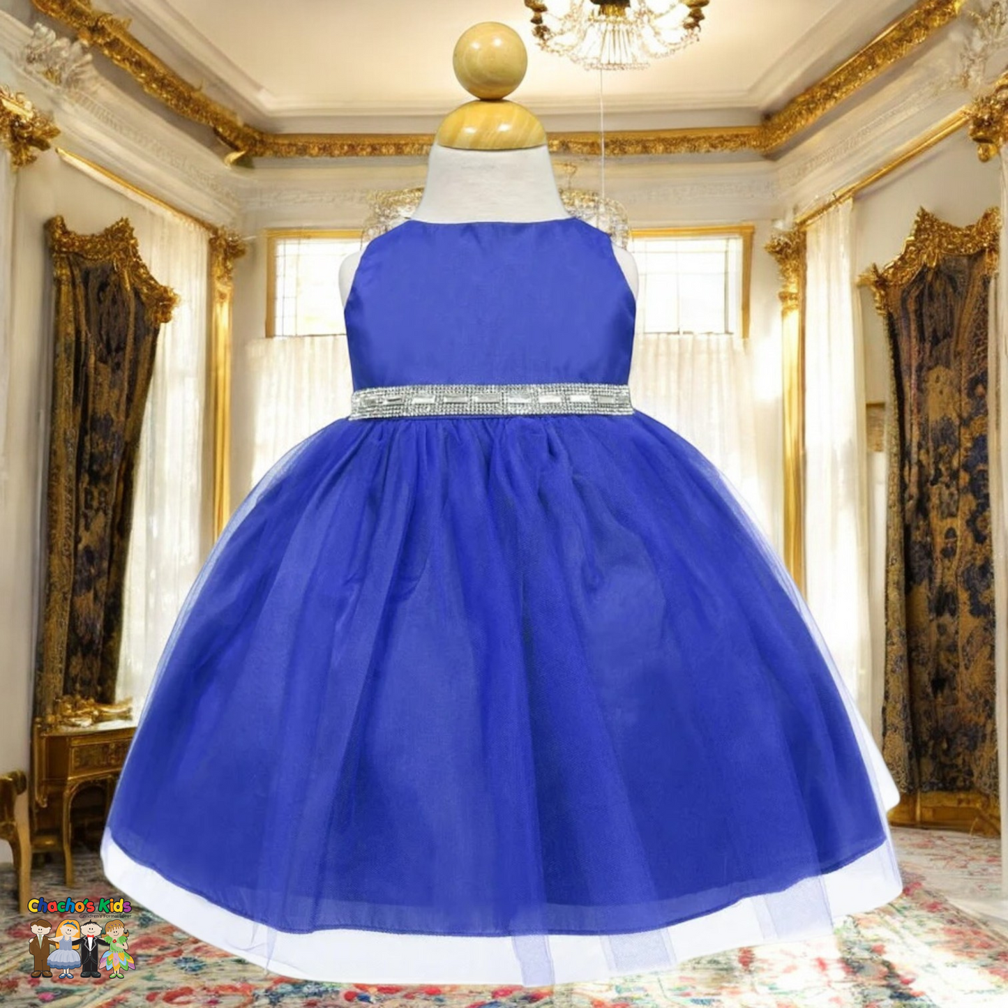 Baby Party / Flower Girl Dress (B-754)-Girls-Royal Blue-S-Chacho's Kids