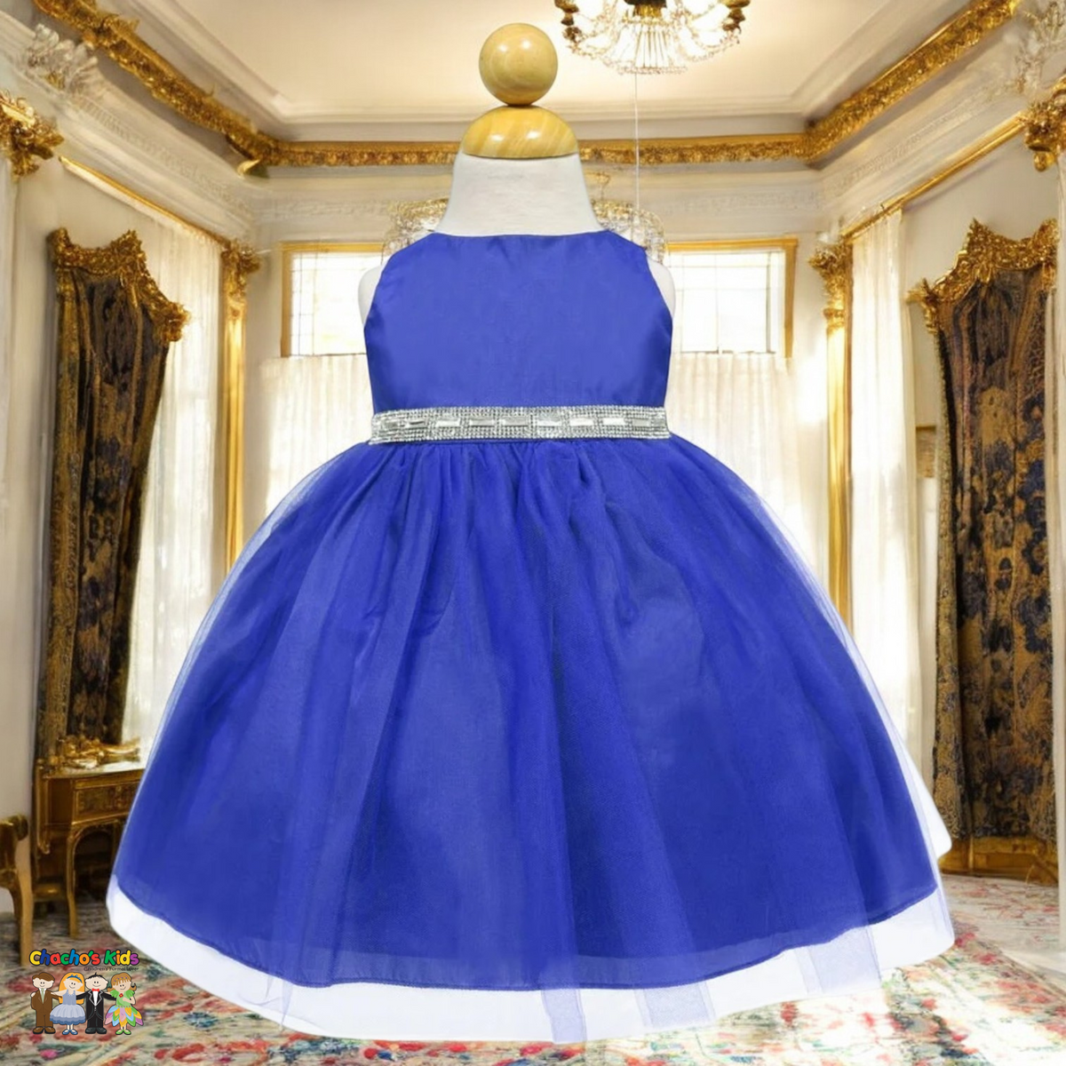 Baby Party / Flower Girl Dress (B-754)-Girls-Royal Blue-S-Chacho's-Kids