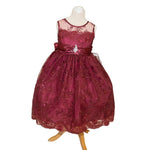 Party/Flower Girl Dress (D1550)-Girls-Burgundy-2-Chacho's Kids
