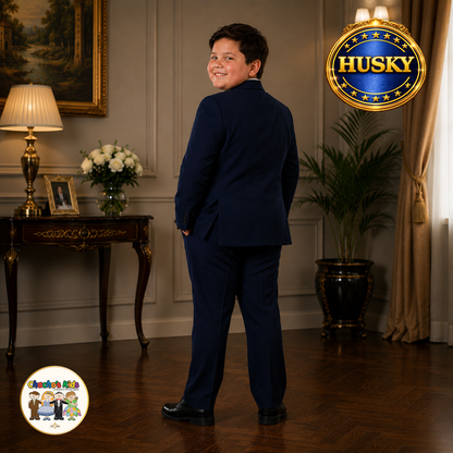 Executive Italian-Cut Boys Husky Suit-Premium (Navy Blue)