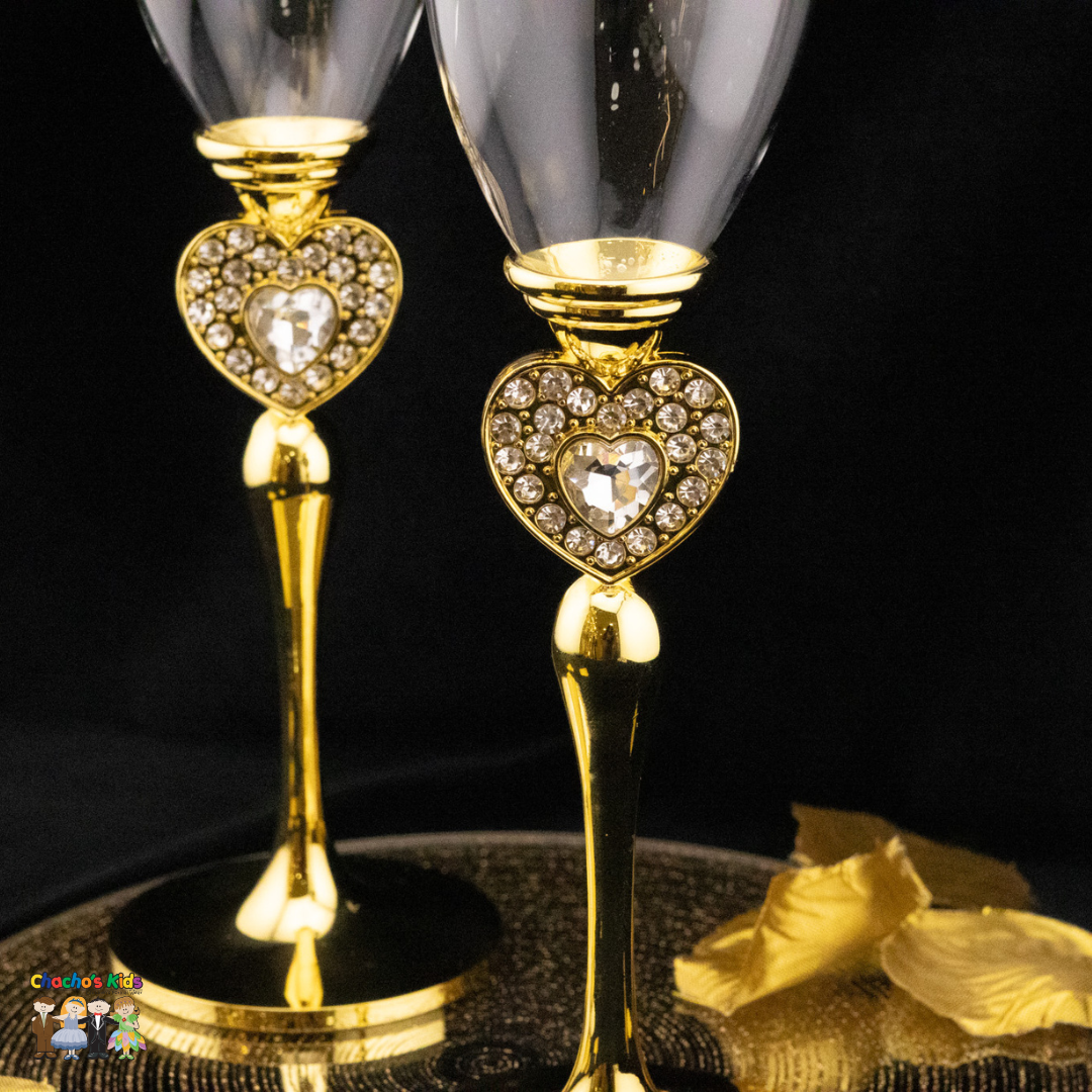 Super Elegant Wedding Wine Cups/ Wedding Flutes Set-Gold-061-Wedding Accessories-Chacho's Kids