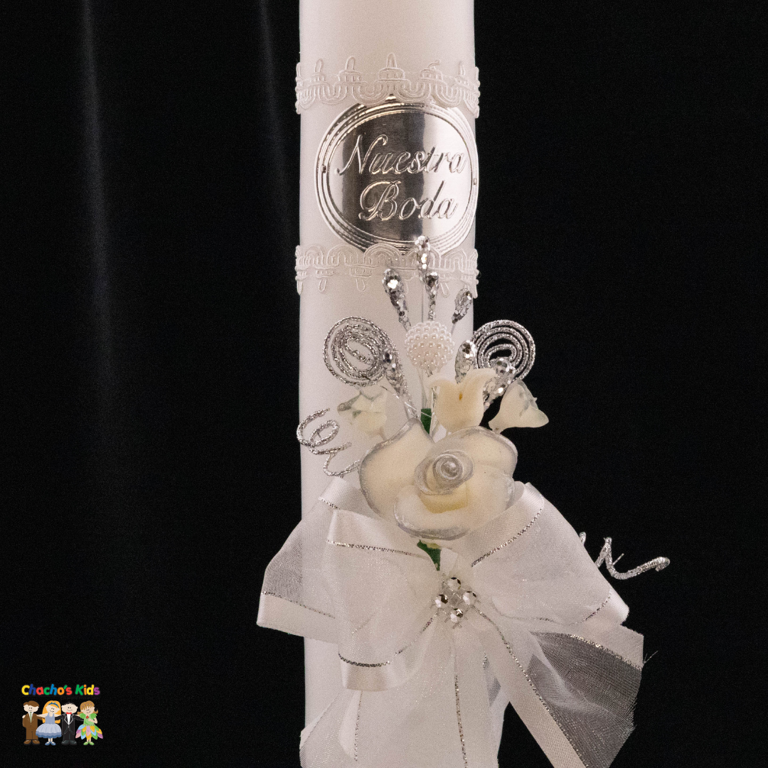 Wedding Candle Sets-Nuestra Boda (Silver) (3-Piece)--Chacho's Kids